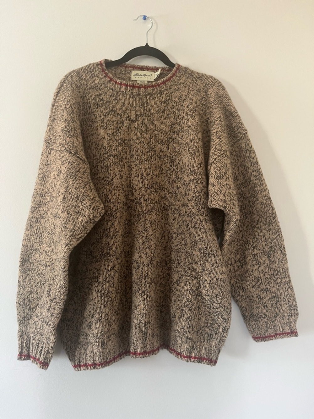 Vintage eddie bauer 100% wool brown sweater chunky knit outdoor gorpcore large